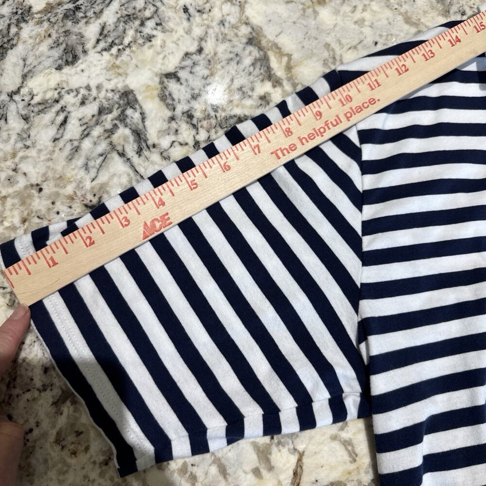 Tommy Hilfiger Sport Women’s Large Navy & White Striped Shirt Coastal Preppy - Picture 8 of 10